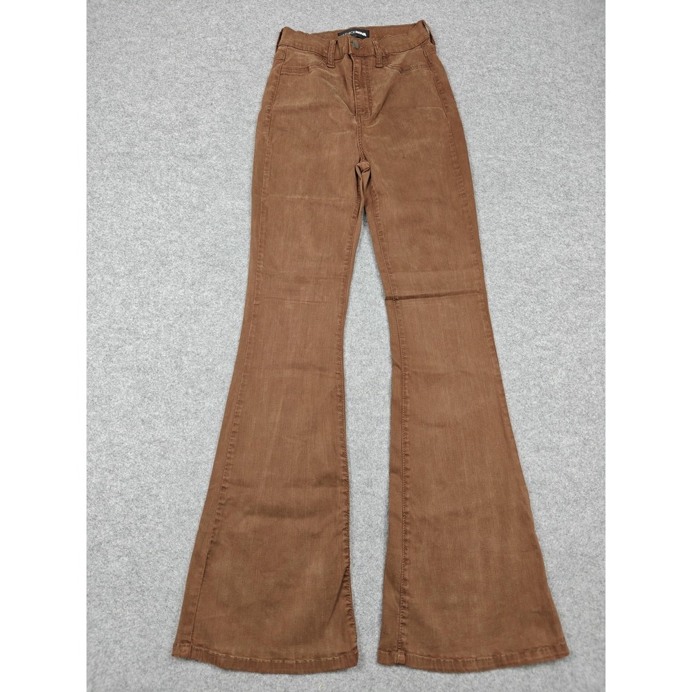 Fashion Nova Pants Teens 7 Brown Twill Khakis High Waist Flare Stretch Casual